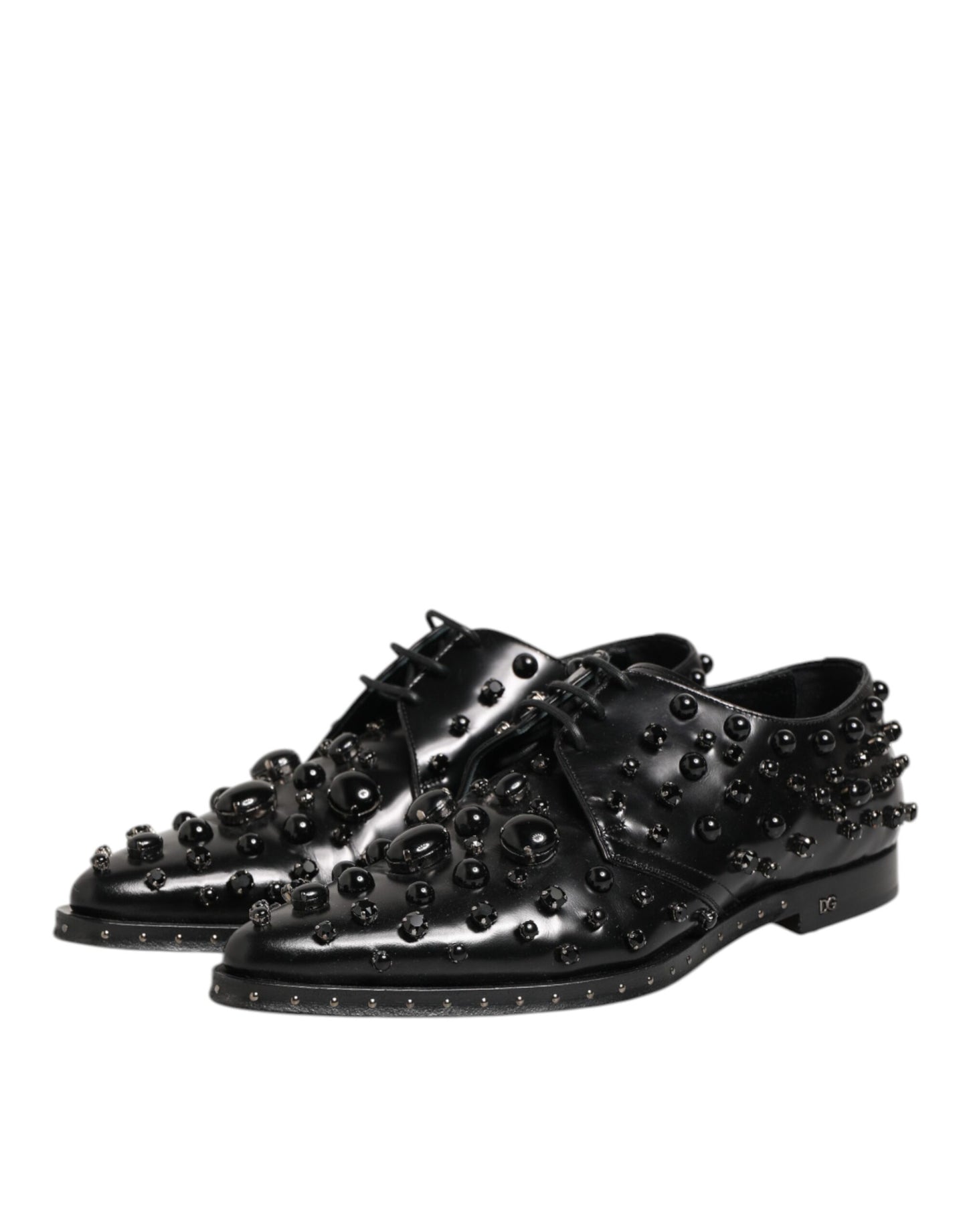 Black Crystal Embellished Formal Derby Shoes