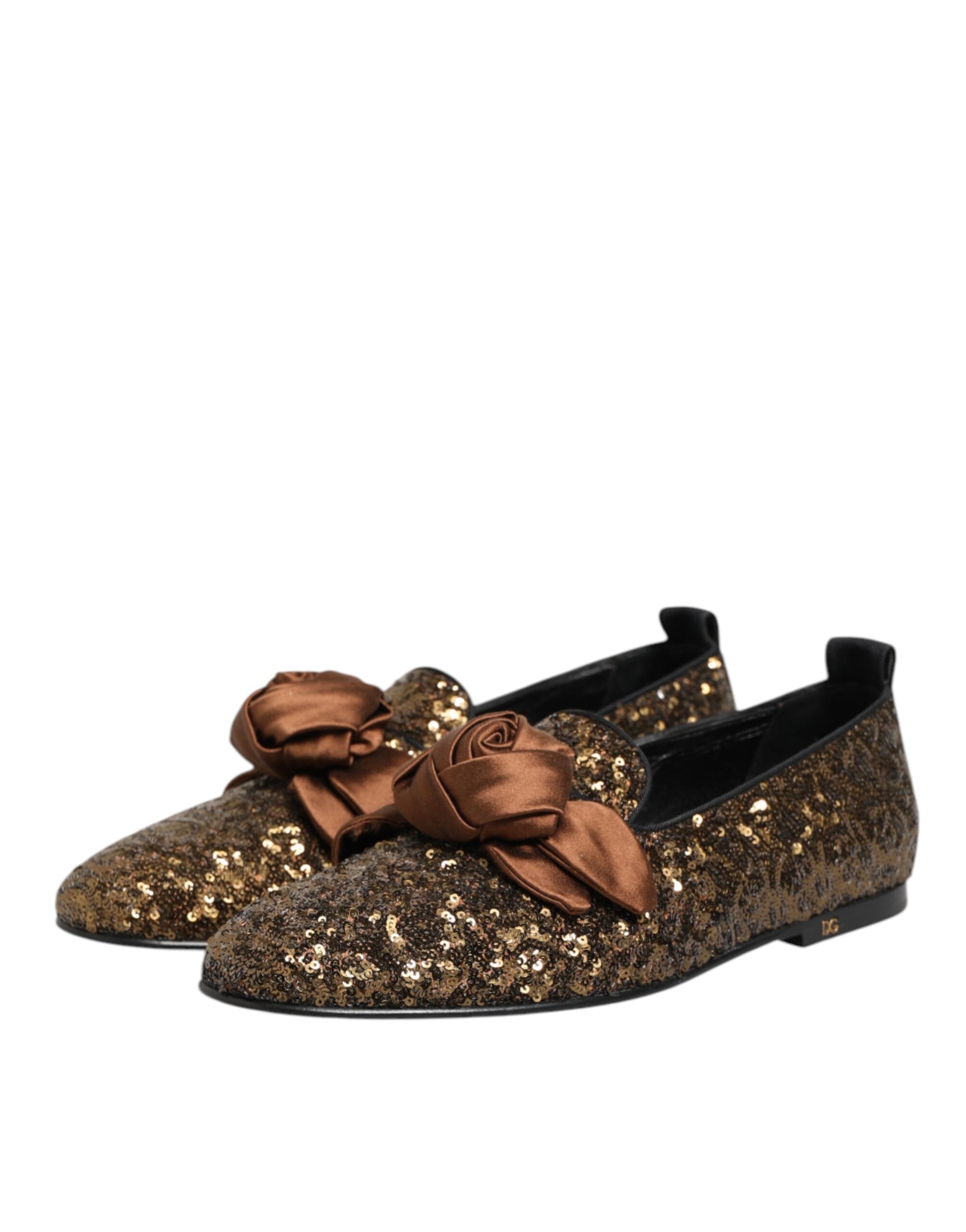 Gold Sequined Slip On Loafers Men Dress Shoes