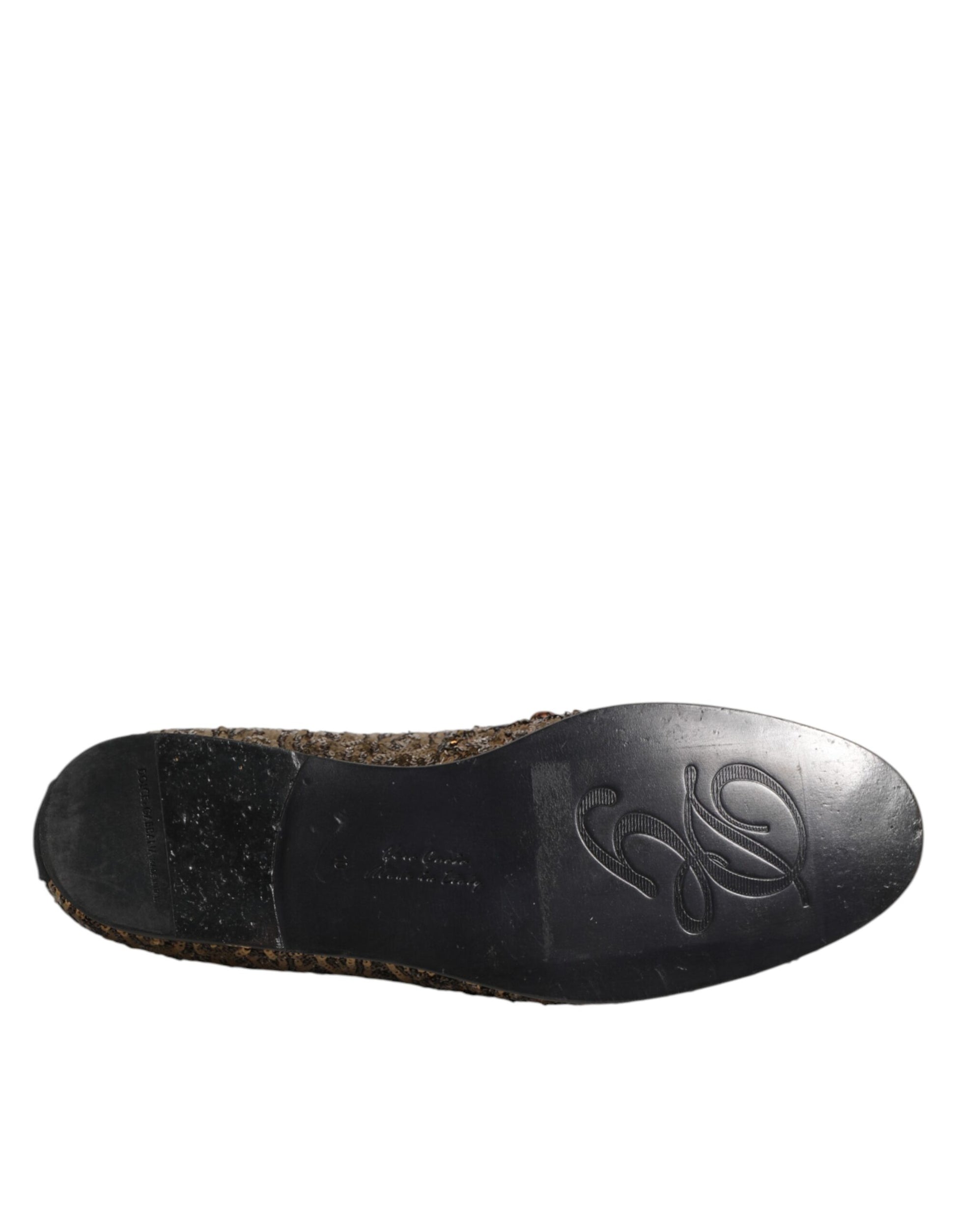 Gold Sequined Slip On Loafers Men Dress Shoes