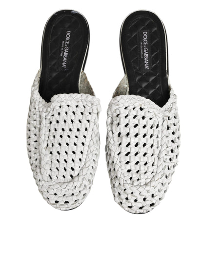 White Woven Slides MULES Men Sandals Shoes