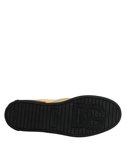 Yellow Cotton Low Top Slip On Sneakers Shoes
