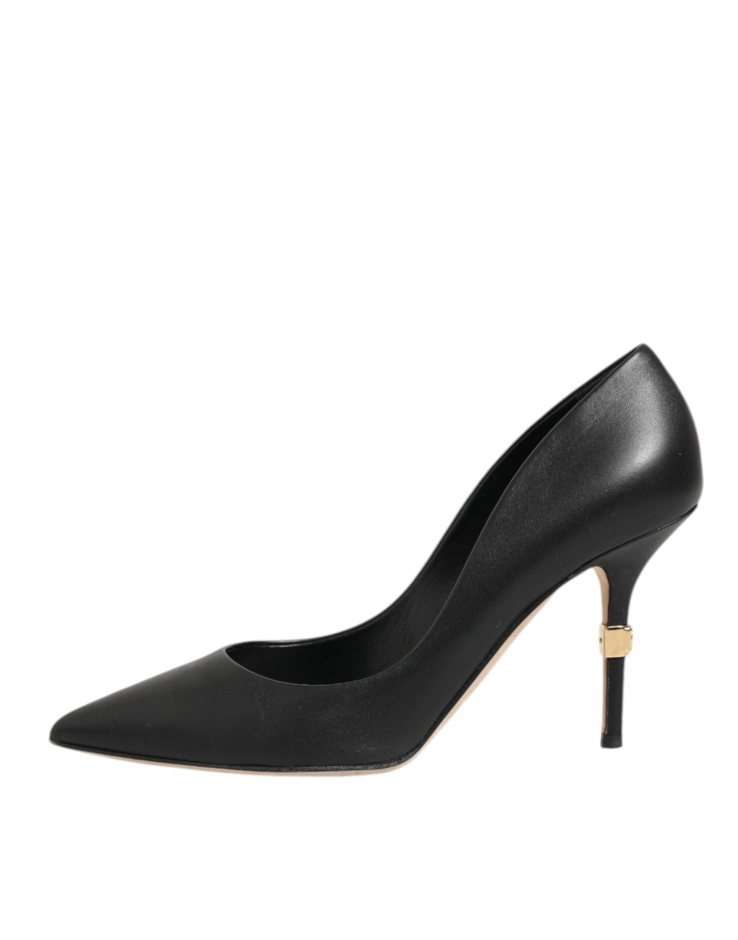 Black Leather Stiletto High Heels Pumps Shoes