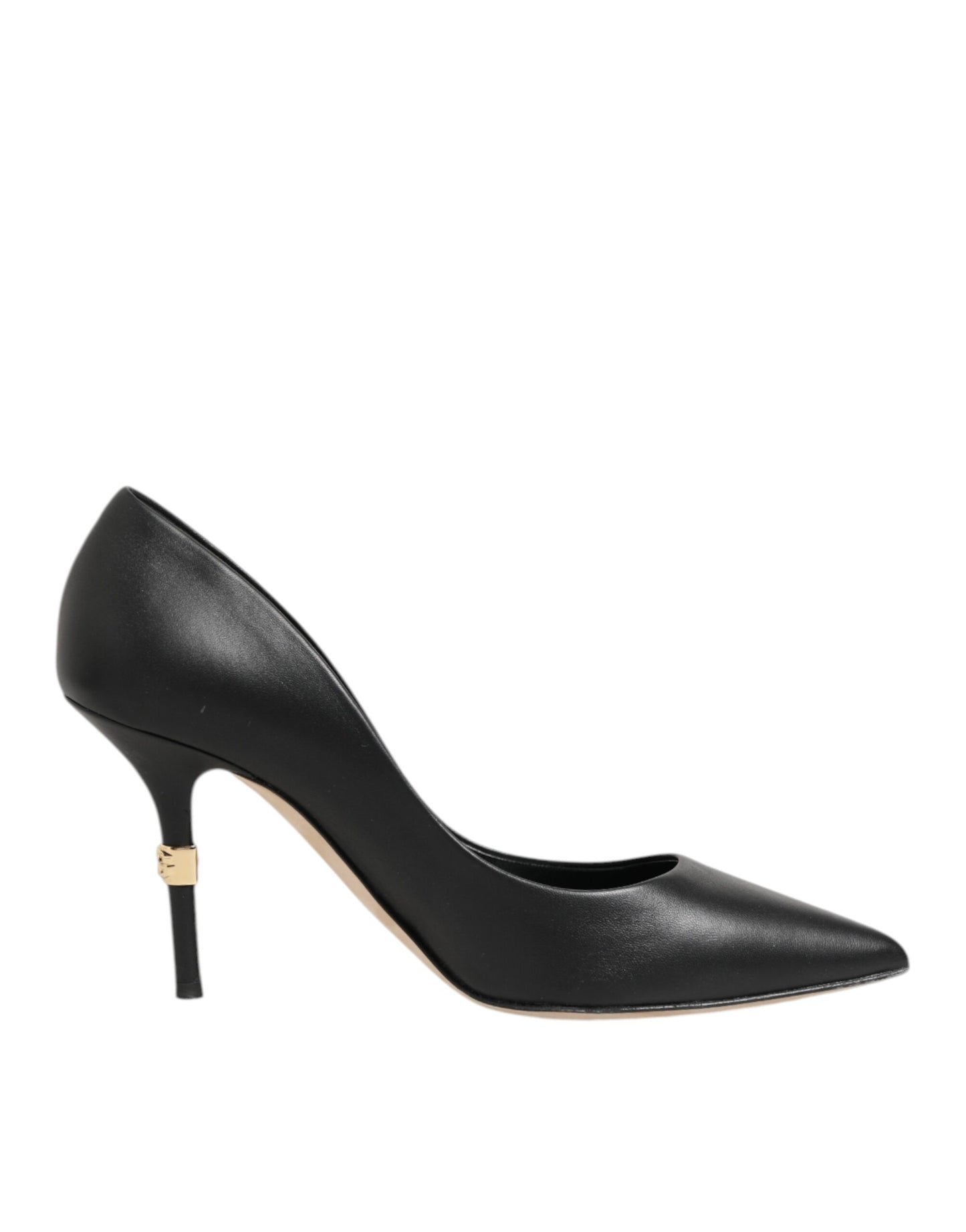 Black Leather Stiletto High Heels Pumps Shoes