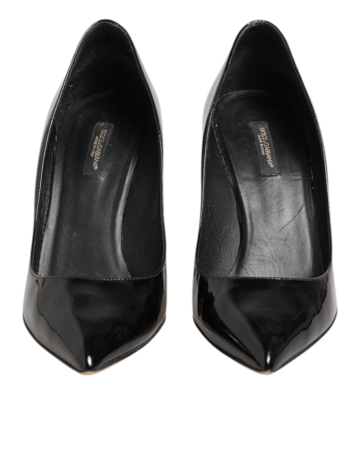 Black Leather Stiletto High Heels Pumps Shoes