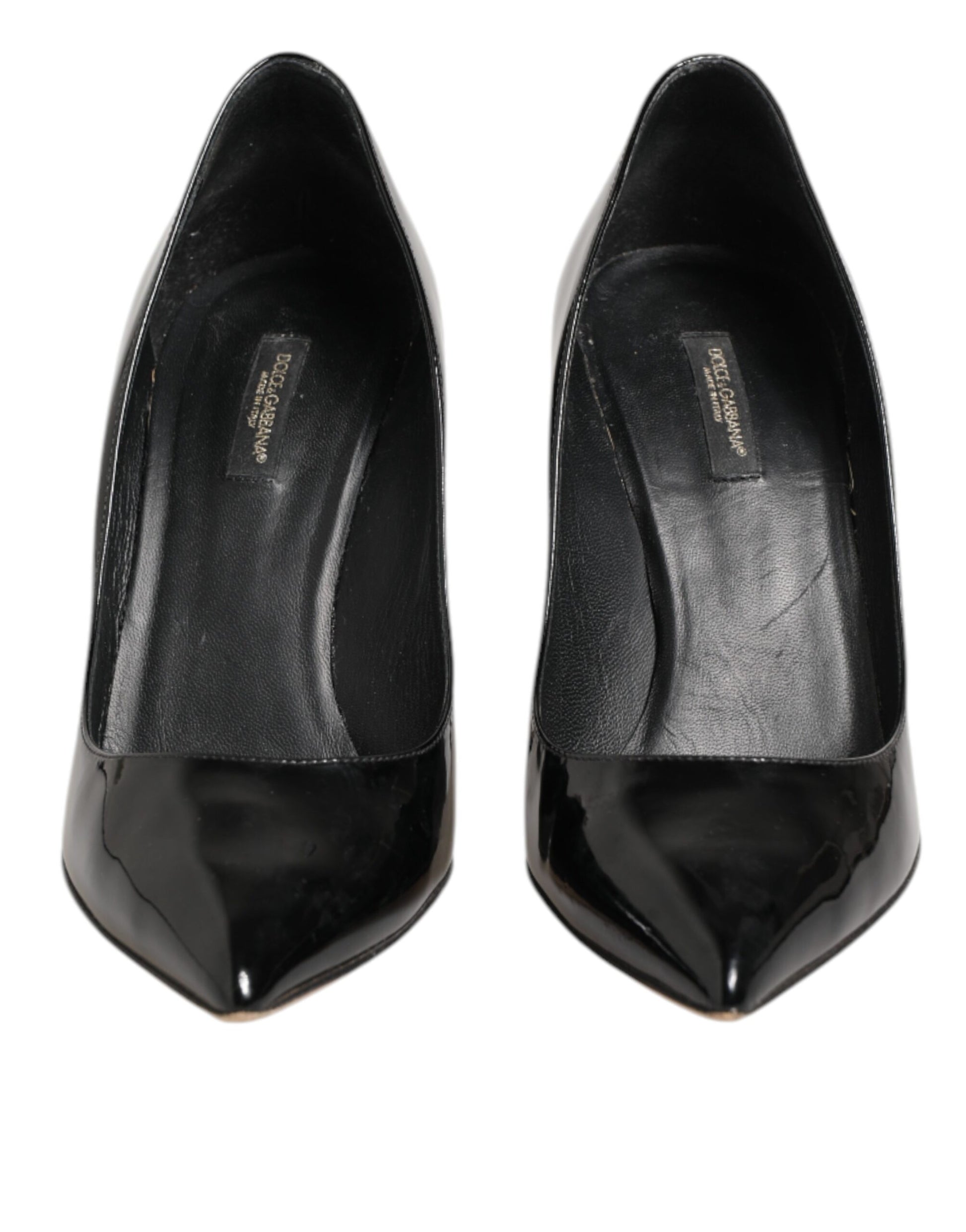 Black Leather Stiletto High Heels Pumps Shoes