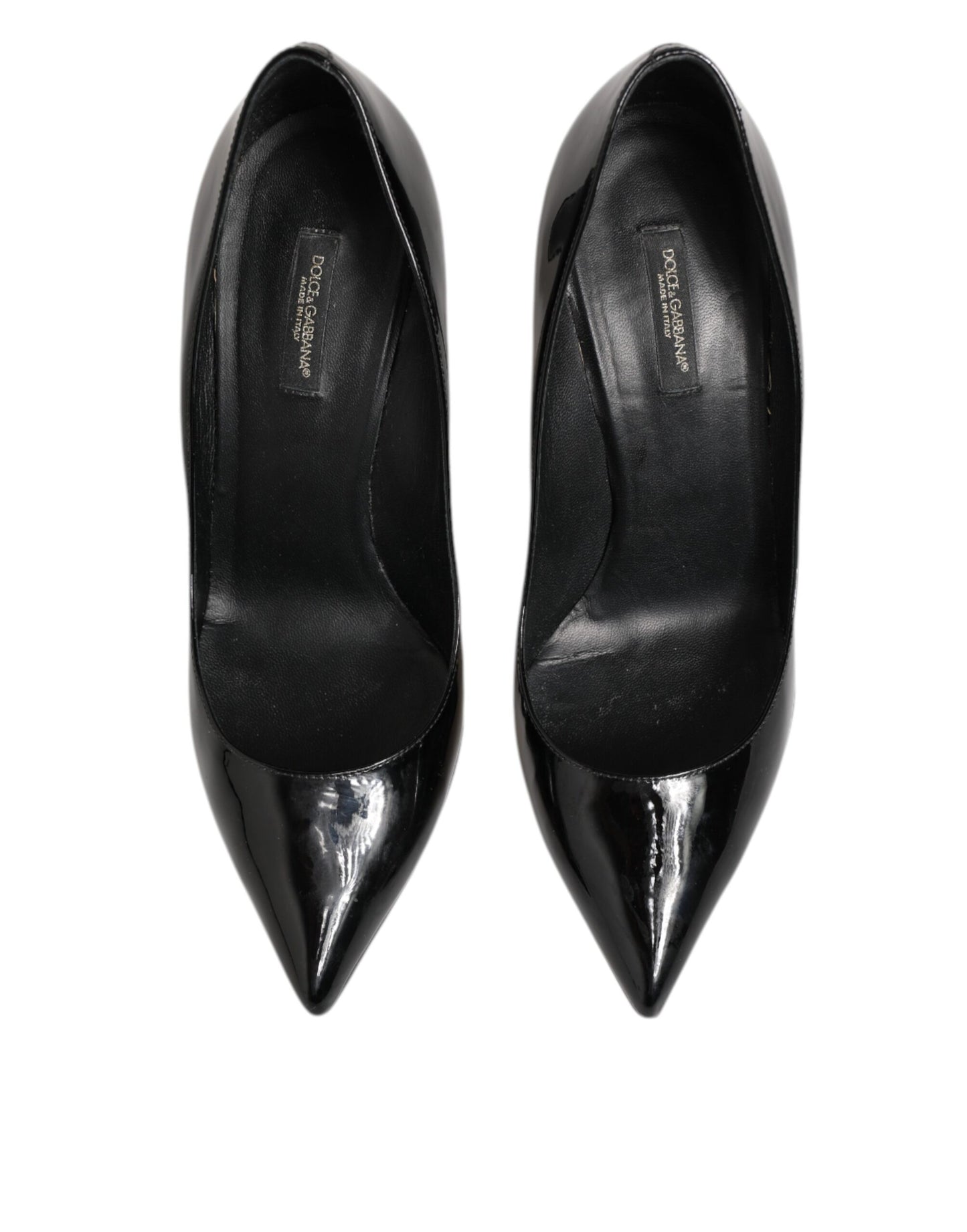 Black Leather Stiletto High Heels Pumps Shoes
