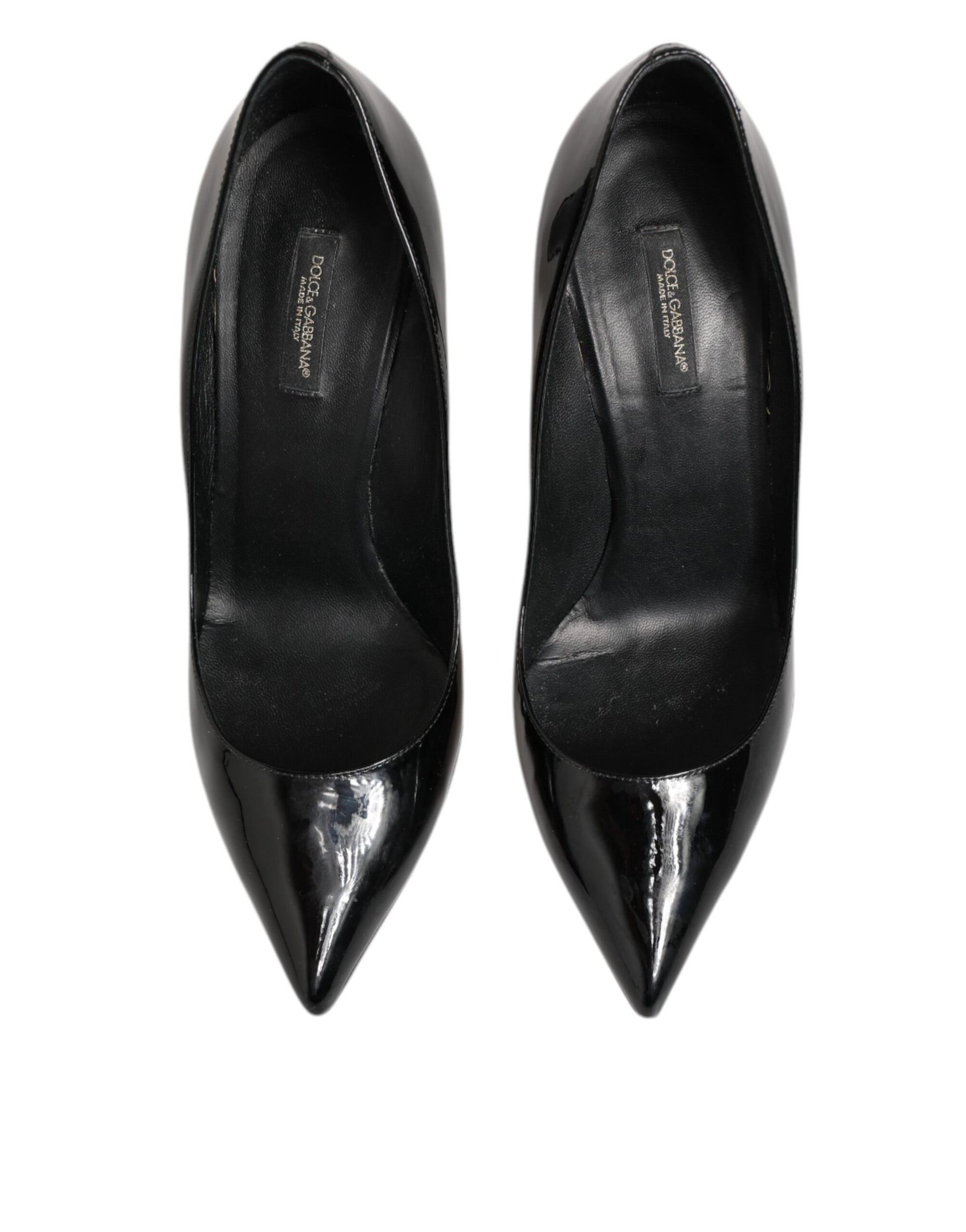 Black Leather Stiletto High Heels Pumps Shoes