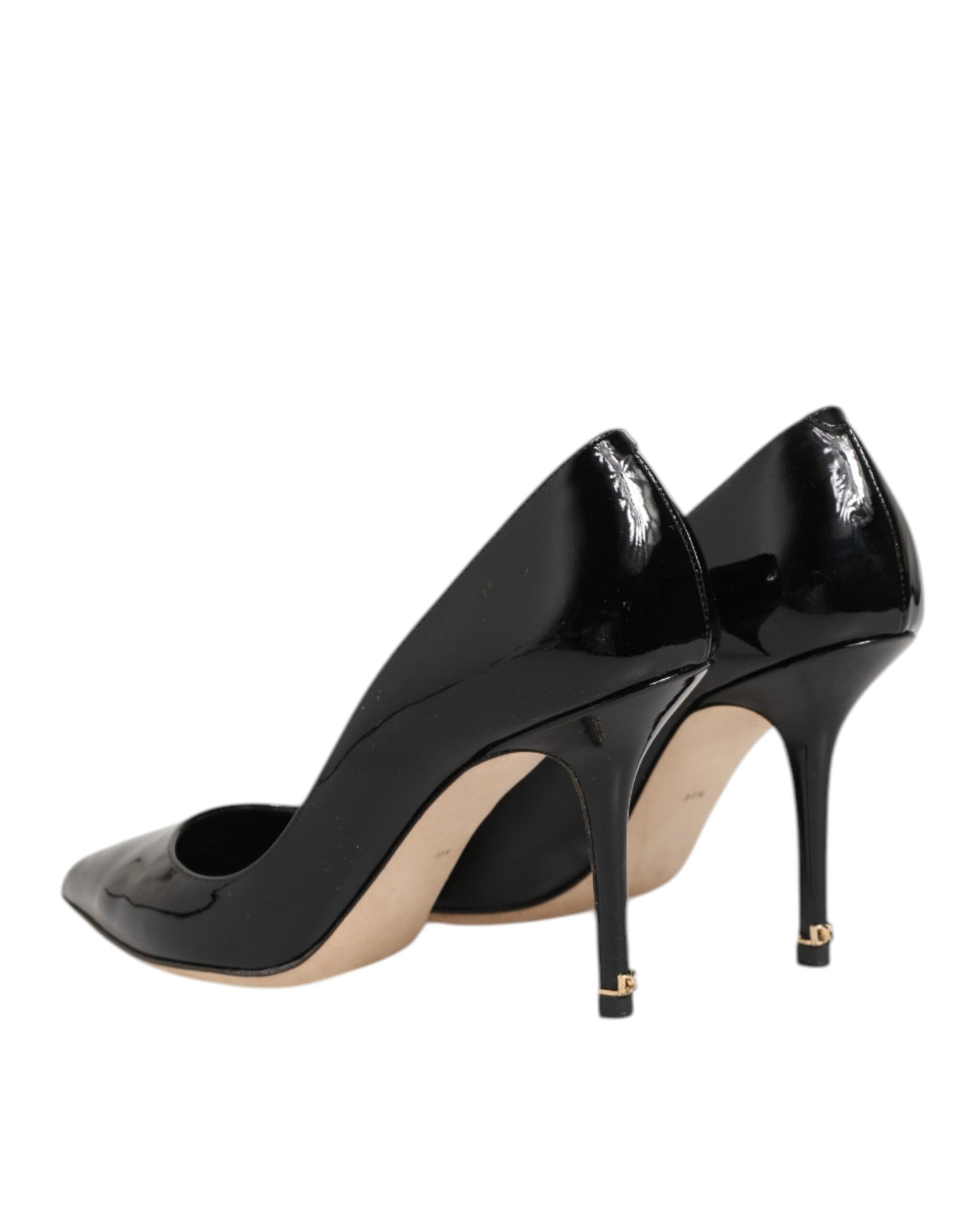 Black Leather Stiletto High Heels Pumps Shoes