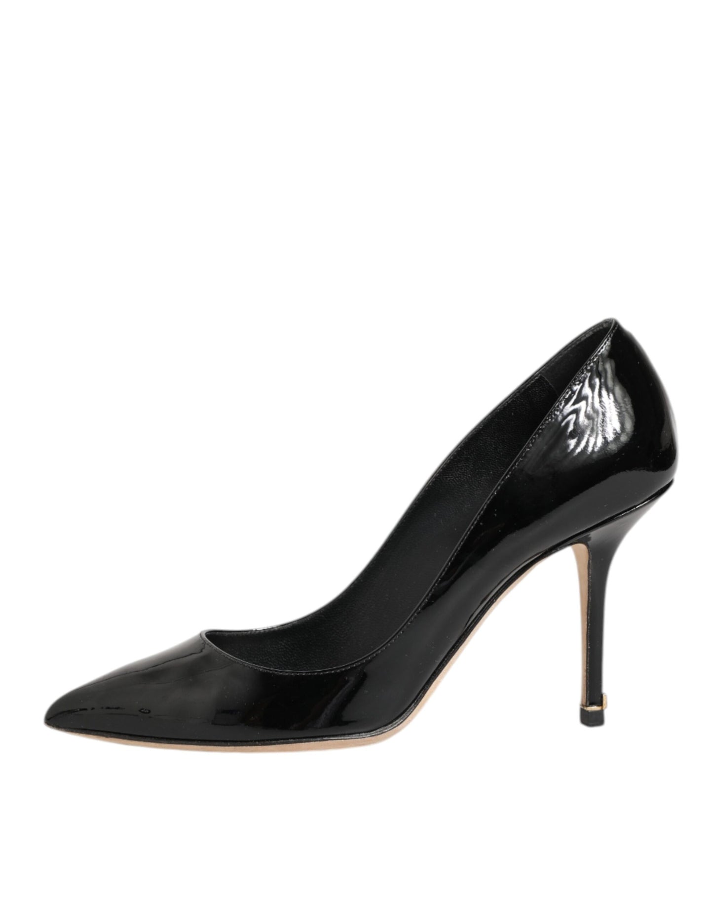 Black Leather Stiletto High Heels Pumps Shoes