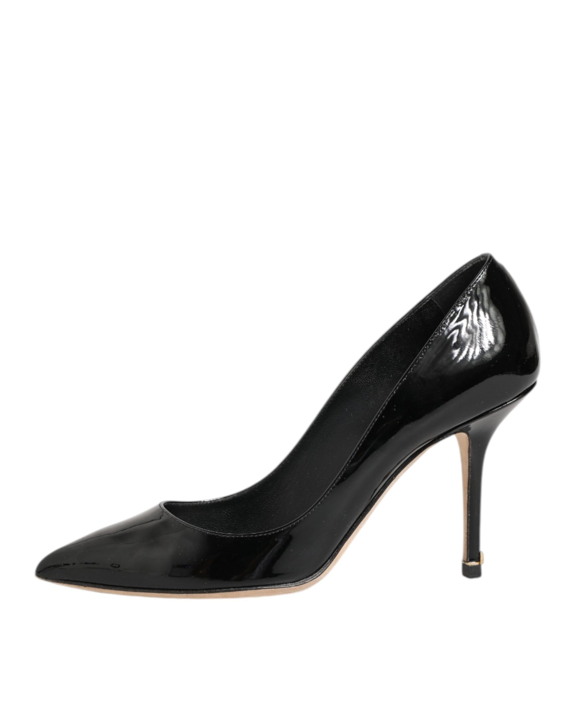 Black Leather Stiletto High Heels Pumps Shoes