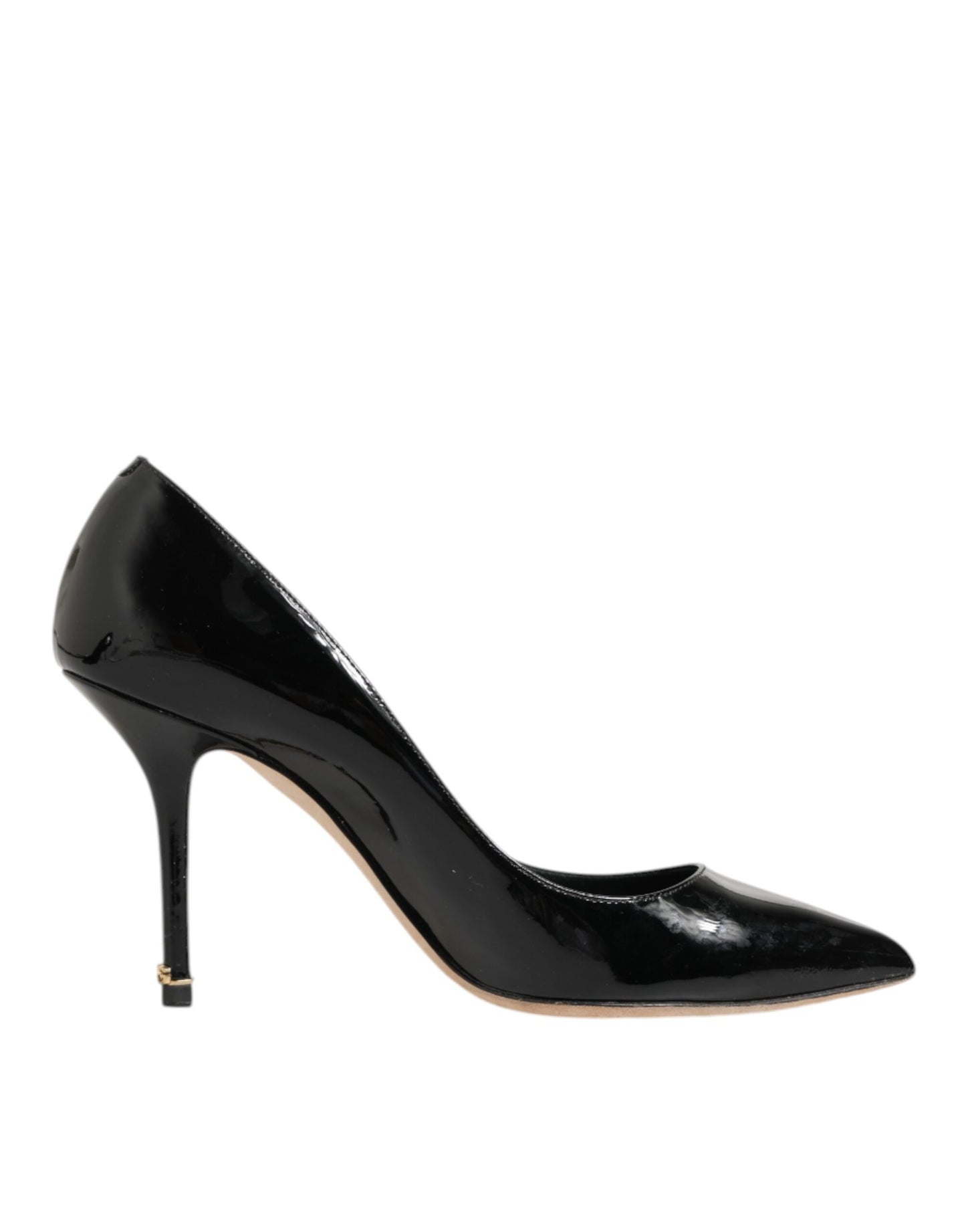 Black Leather Stiletto High Heels Pumps Shoes