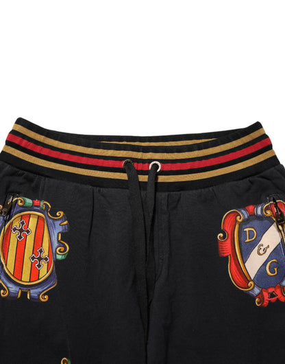 Black Baroque Crest Logo Men Trackpants Pants