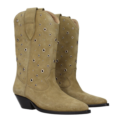 Beige Leather Ankle Boots