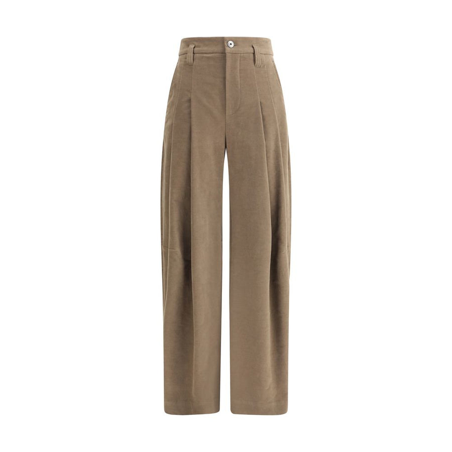Brown Cotton Casual Pants