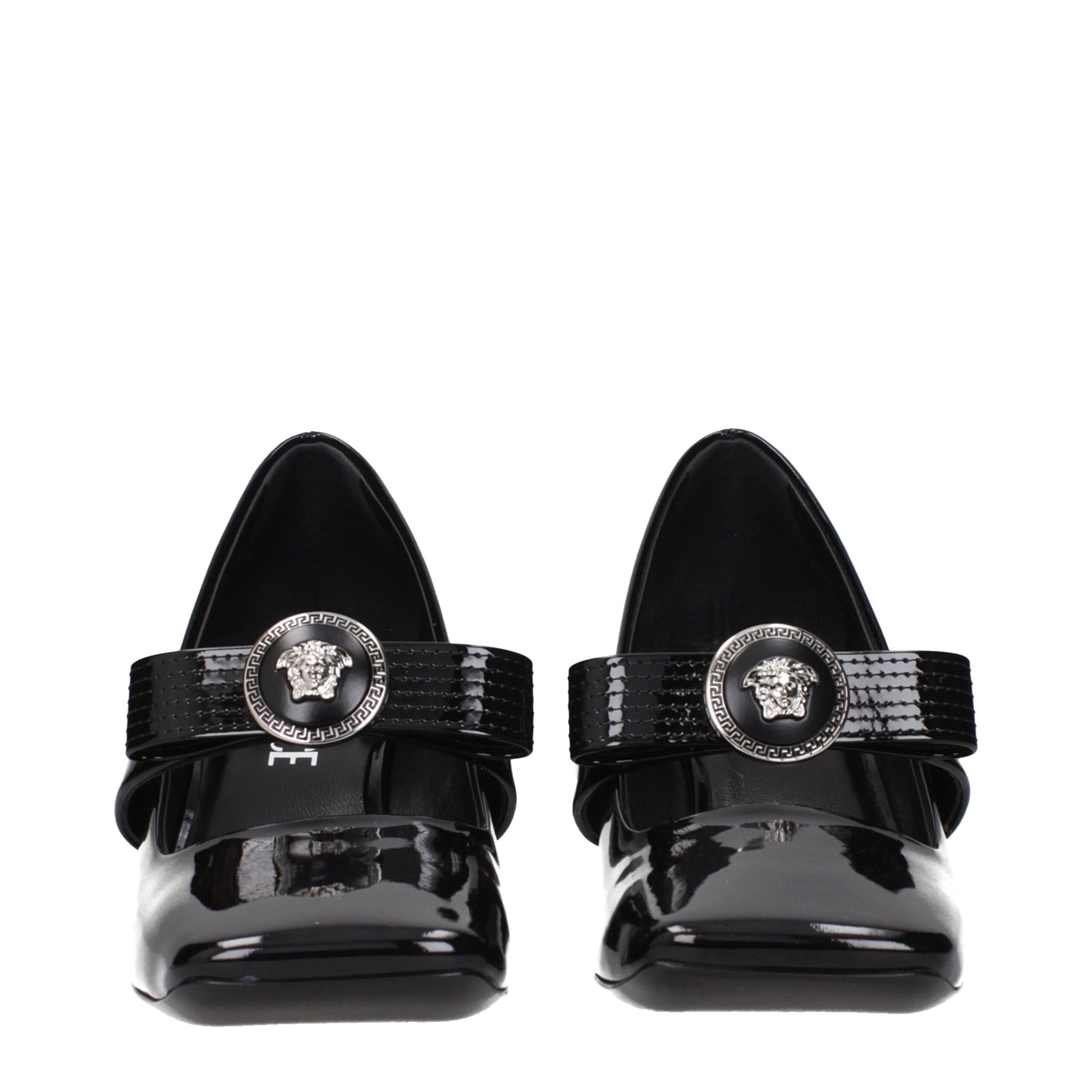 Black Leather Mid Heel Pumps