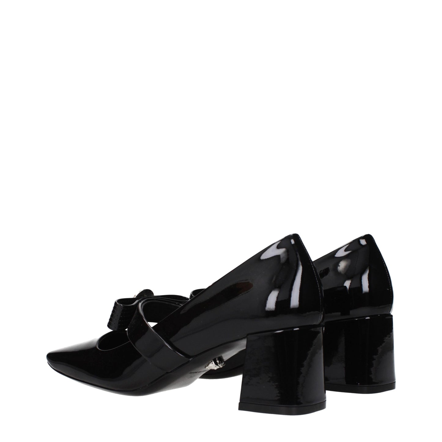 Black Leather Mid Heel Pumps