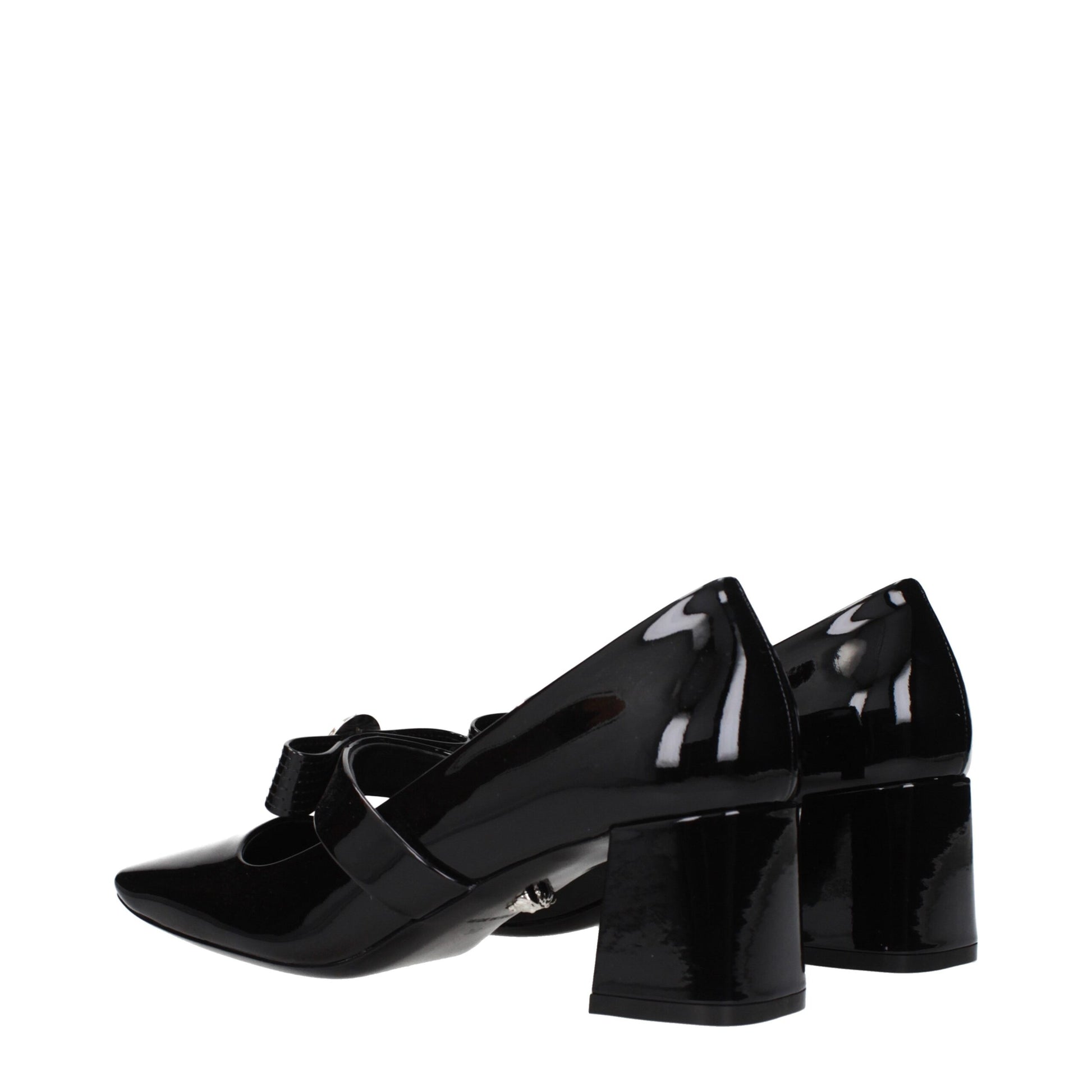 Black Leather Mid Heel Pumps