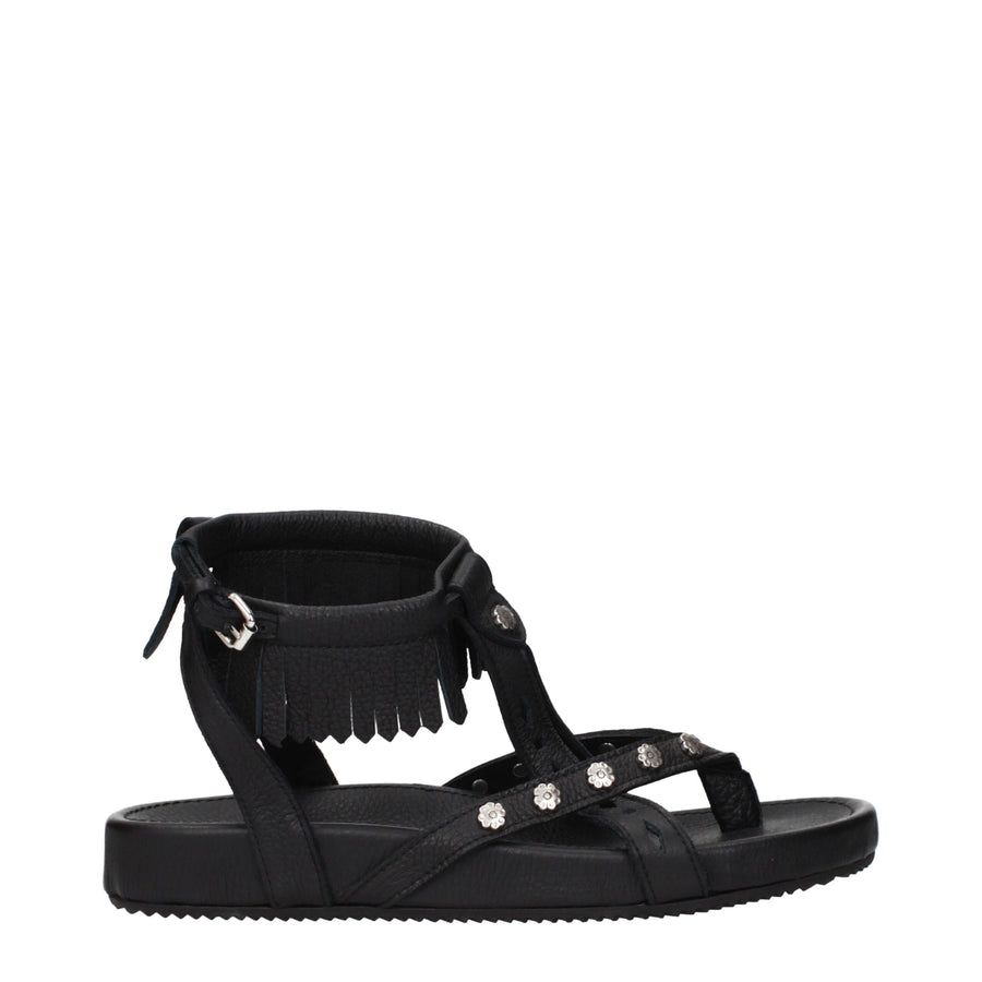 Black Leather Sandals