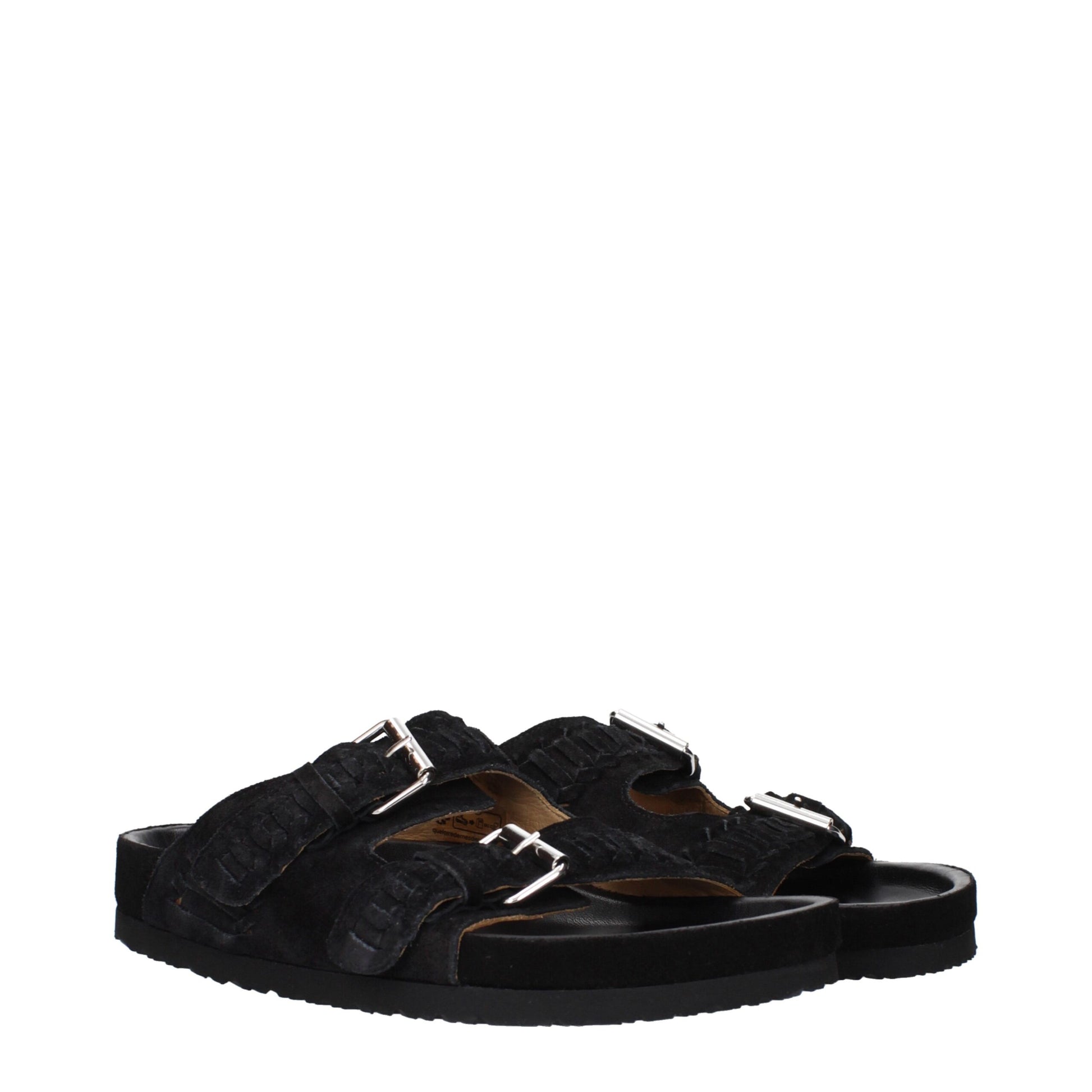 Black Leather Slippers