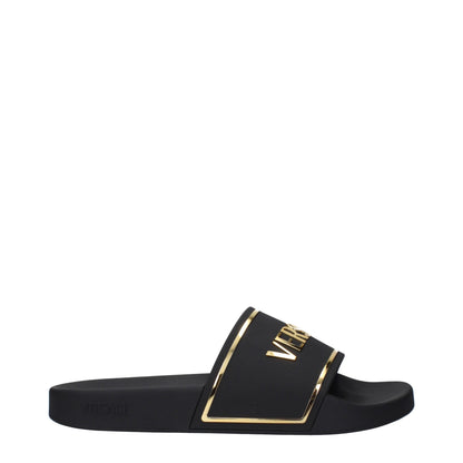 Black Cotton Slippers Sandals