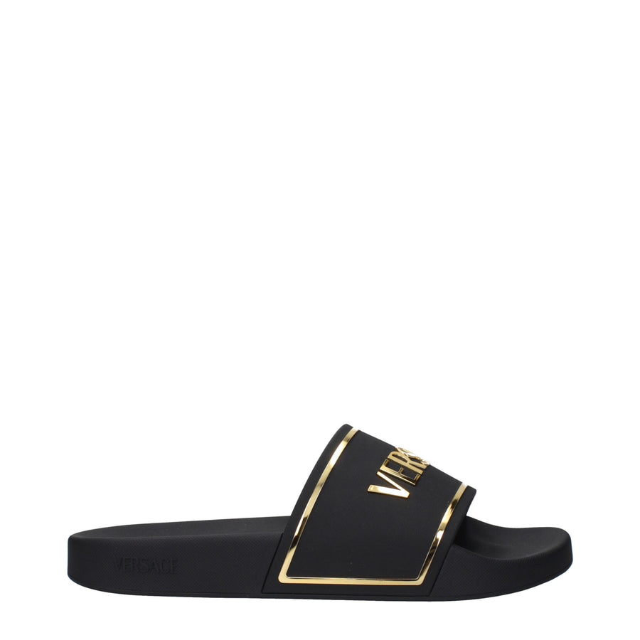 Black Cotton Slippers Sandals