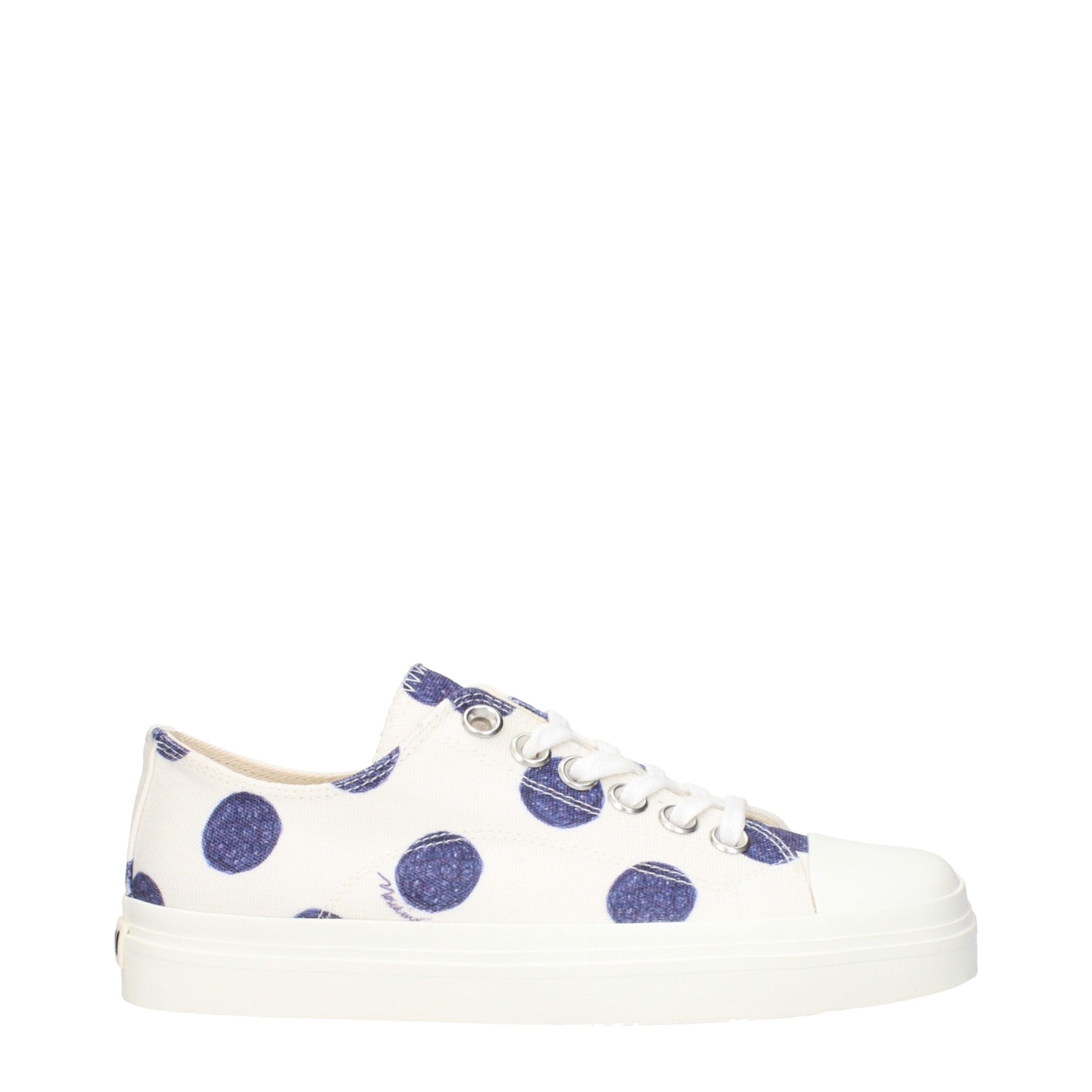 White Fabric Low Top Sneakers