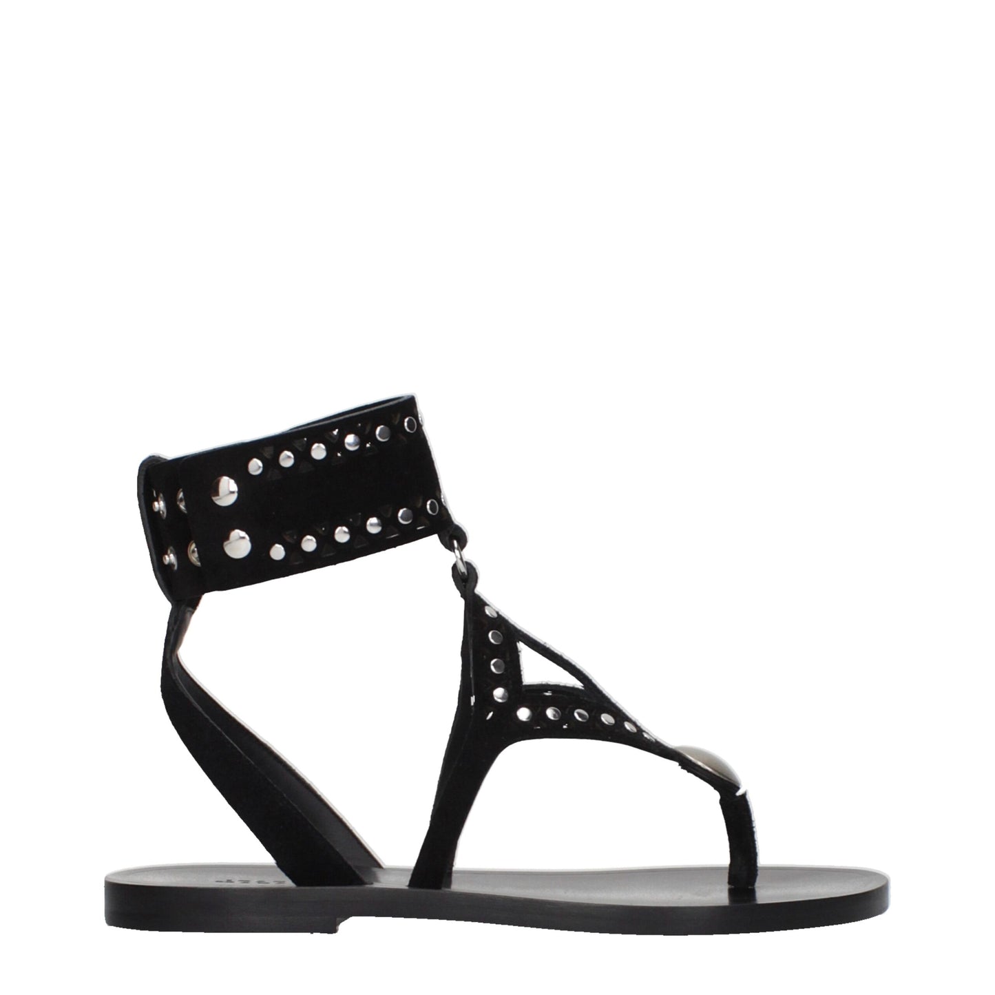 Black Leather Flip-Flop Sandals