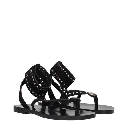 Black Leather Flip-Flop Sandals