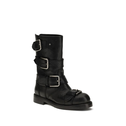 Black Calf Leather Bos Taurus Lace-Up Boots