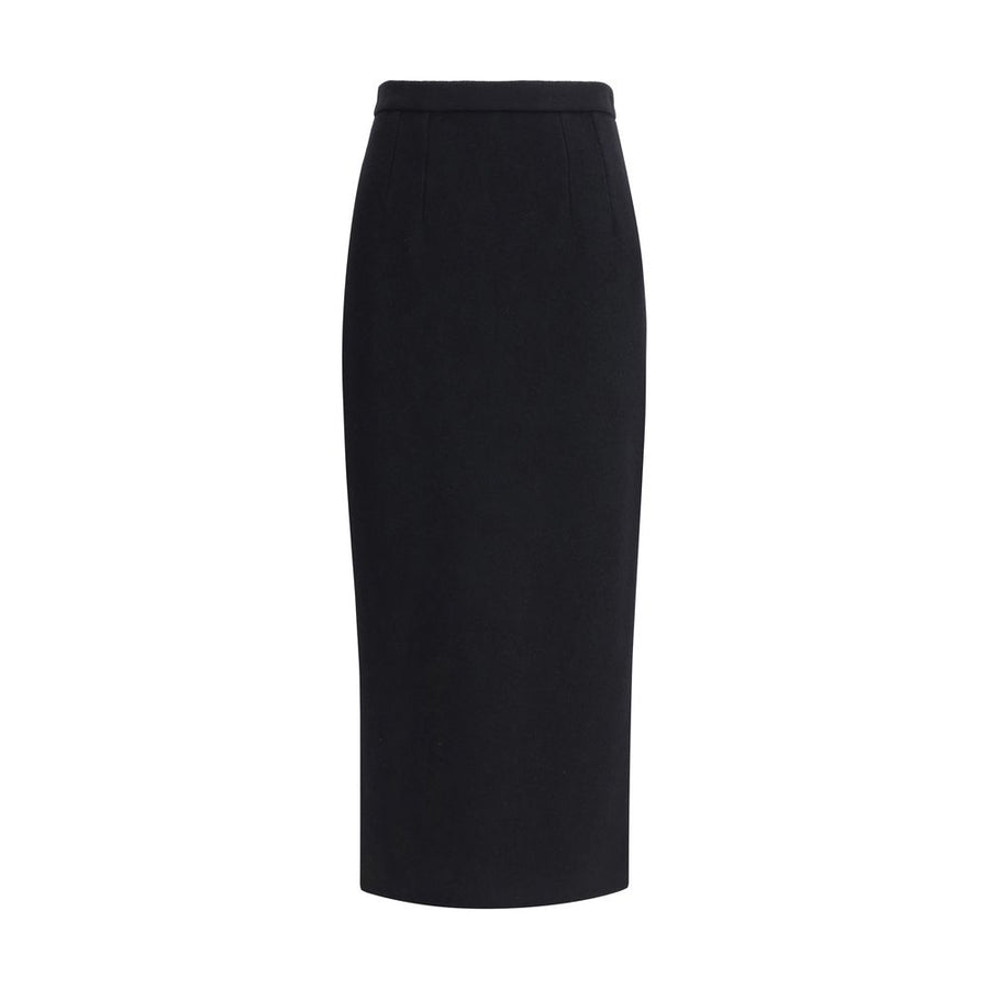 Black Fleece Wool Long Skirt