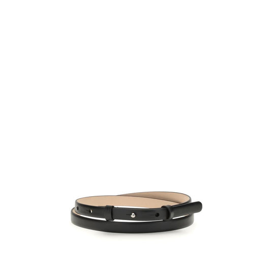 Black Leather Thin Belt