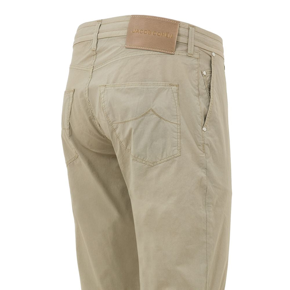 Beige Cotton Casual Pants