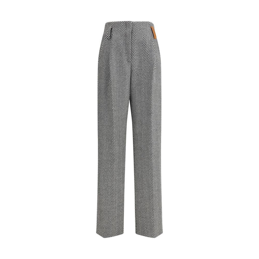 High-waisted Wool Trousers with chevron pattern