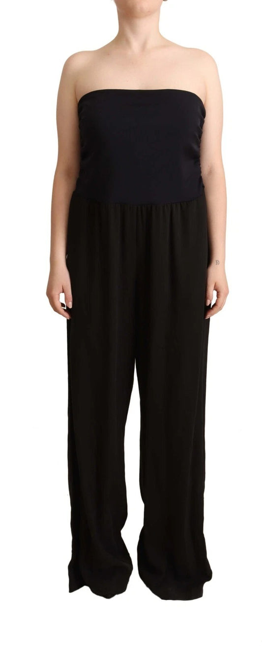 Black Lyocell Strapless Straight Trouser Jumpsuit