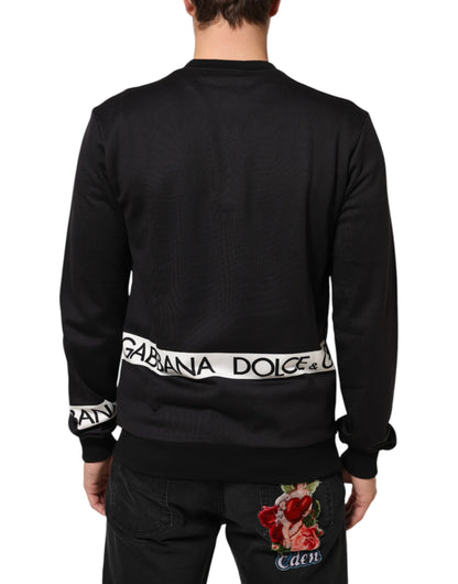 Black Logo Crew Neck Men Sweatshirt Sweater
