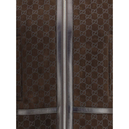 Leather Jacket with GG motif