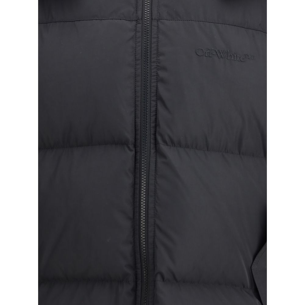 Black Polyester Full-Length Jacket