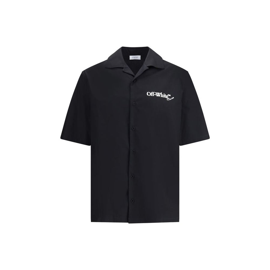 Black Cotton Pattern Shirt