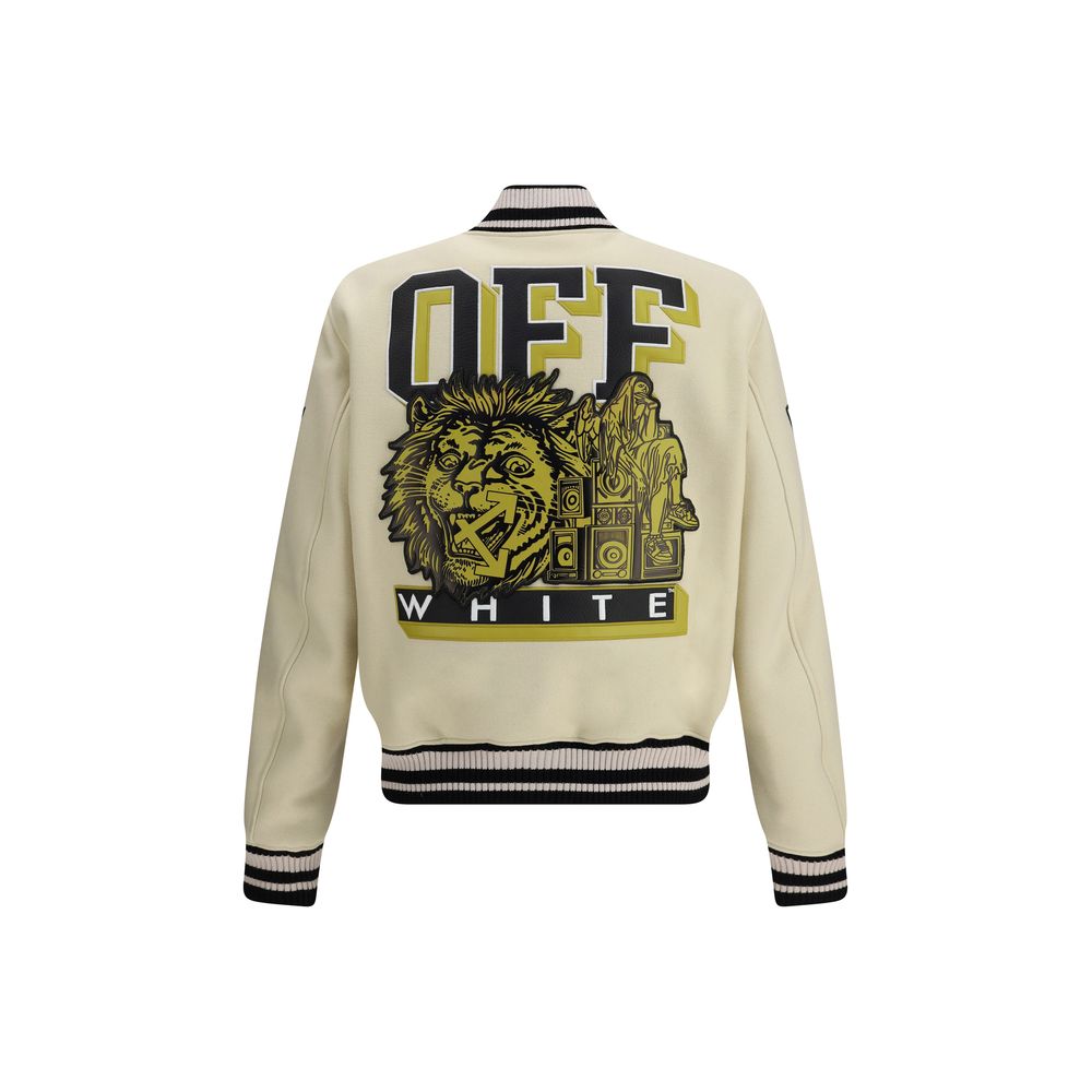 Cream Polyamide Bomber