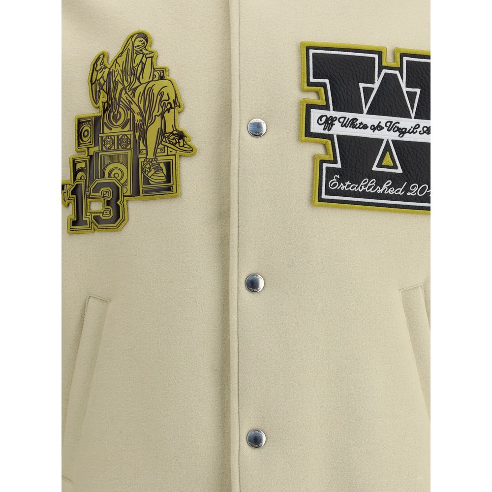 Cream Polyamide Bomber