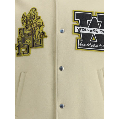 Cream Polyamide Bomber