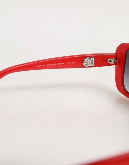 DG6093 Red Rectangular Grey Graduated Lenses Sunglasses