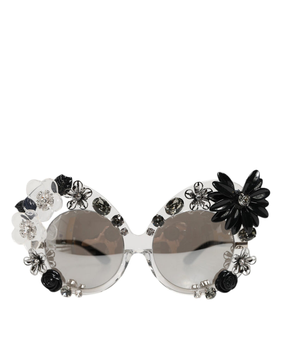 Transparent DG4292 Round Crystal Flowers Sunglasses