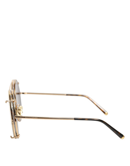 DG2198 Brown Leopard Print Gradient Round Sunglasses