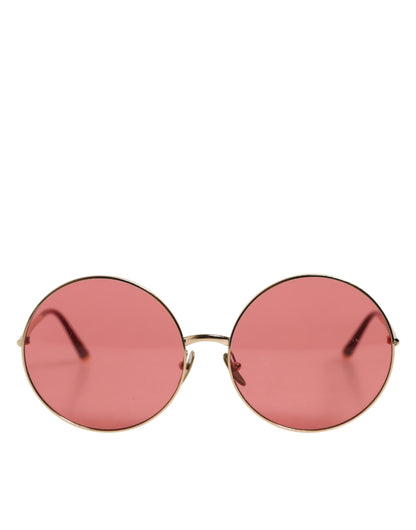 Pink Gold Metal Round Shades Eyewear Sunglasses