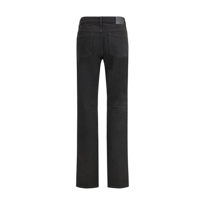 Black Cotton Straight-Leg Jeans