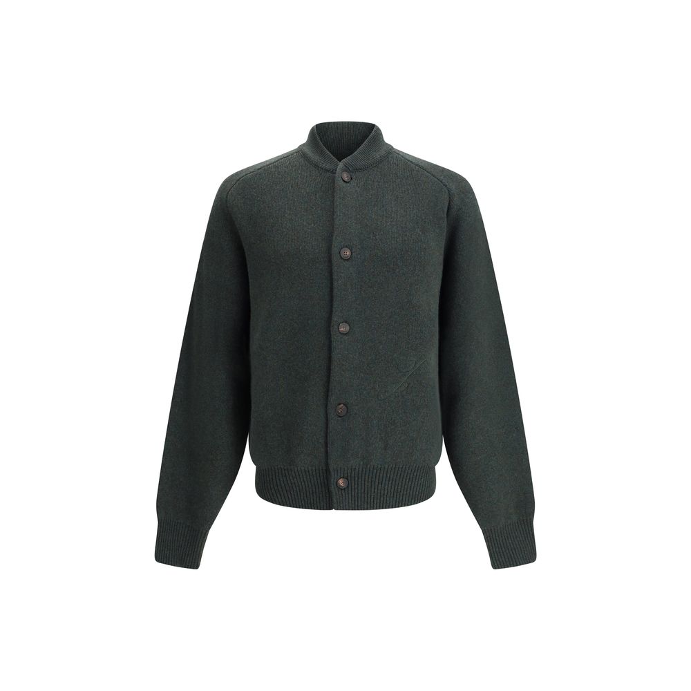 Green Fleece Wool Cardigan