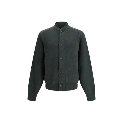 Green Fleece Wool Cardigan