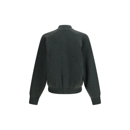 Green Fleece Wool Cardigan