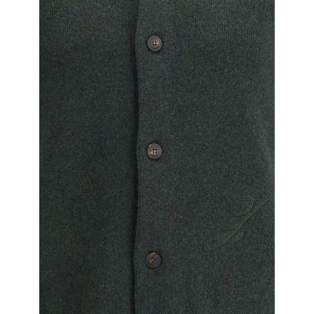 Green Fleece Wool Cardigan